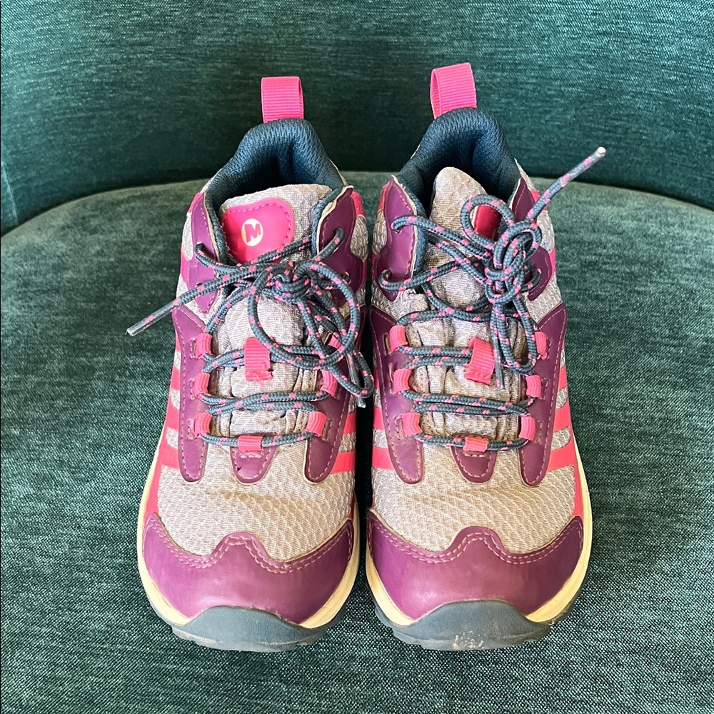 Pink and Plum Merrell girls hiking boots
